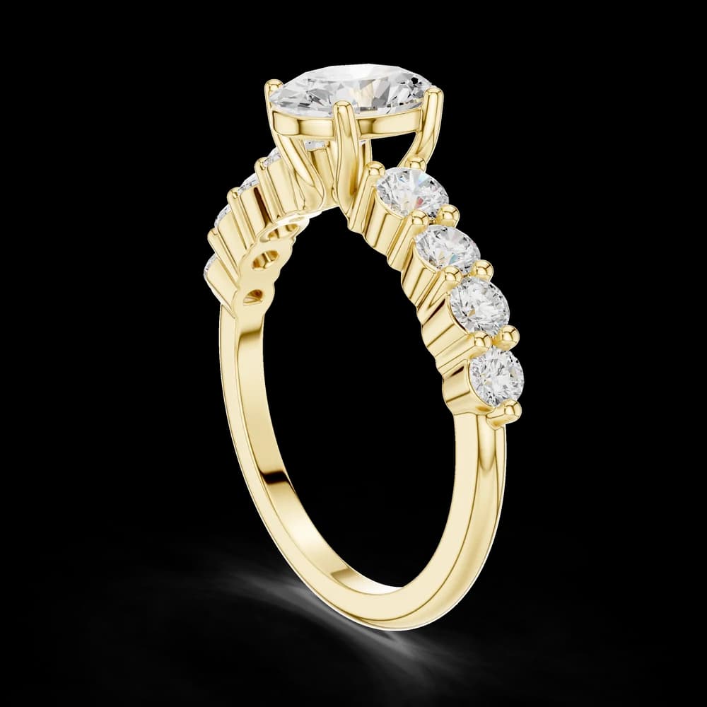 Oval Cut Round Accent Lab Grown Ring - Image 4 Oval Cut Round Accent Lab Grown Ring, view 4 of 6