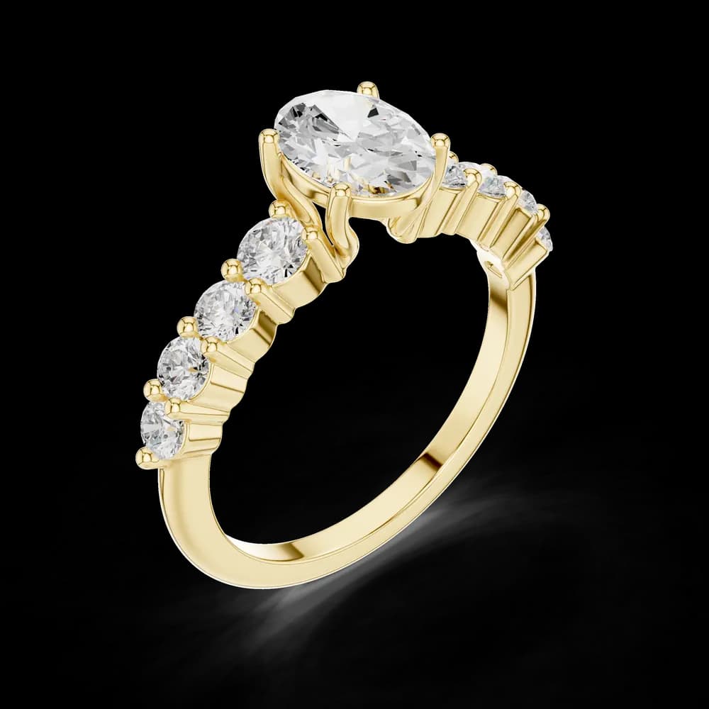 Oval Cut Round Accent Lab Grown Ring - Image 5 Oval Cut Round Accent Lab Grown Ring, view 5 of 6