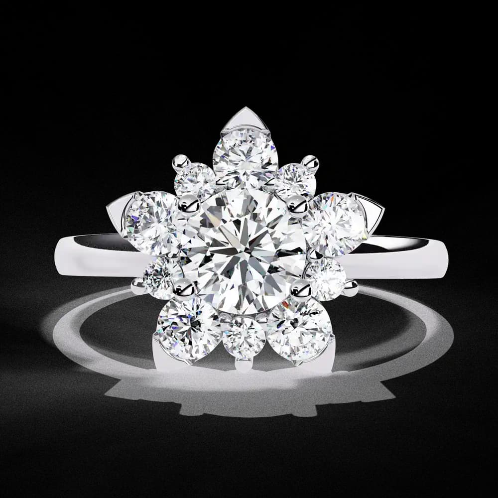 Elegant Floral Design Lab Grown Diamond Ring - Image 1 Elegant Floral Design Lab Grown Diamond Ring, view 1 of 12