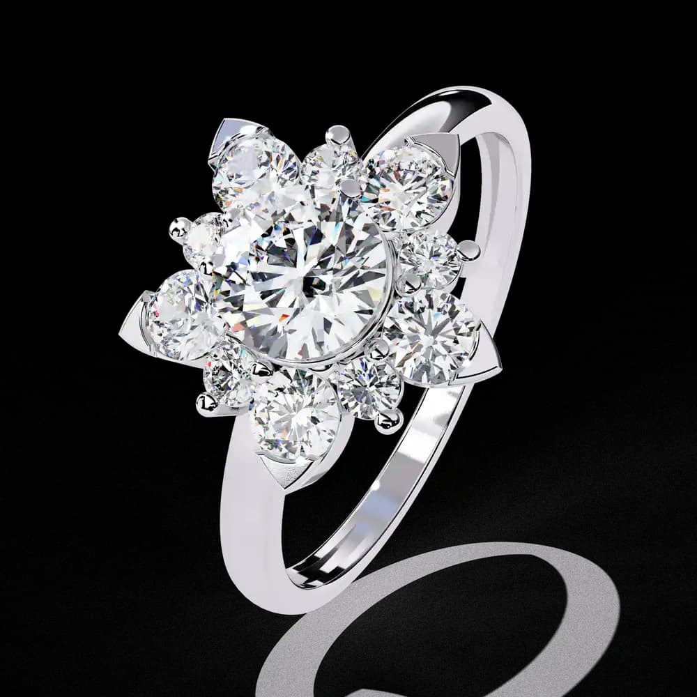 Elegant Floral Design Lab Grown Diamond Ring - Image 7 Elegant Floral Design Lab Grown Diamond Ring, view 7 of 12