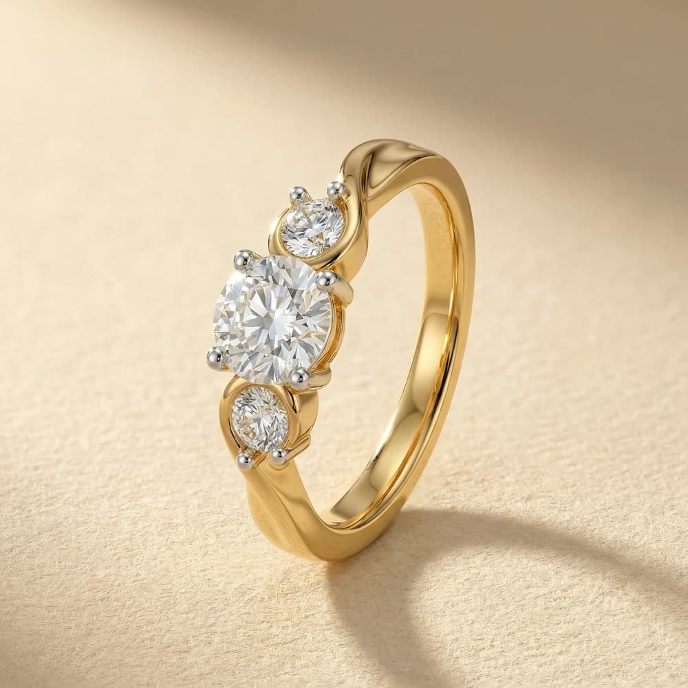 Round Three Stone Lab Grown Diamond Ring - Image 2 Round Three Stone Lab Grown Diamond Ring, view 2 of 4