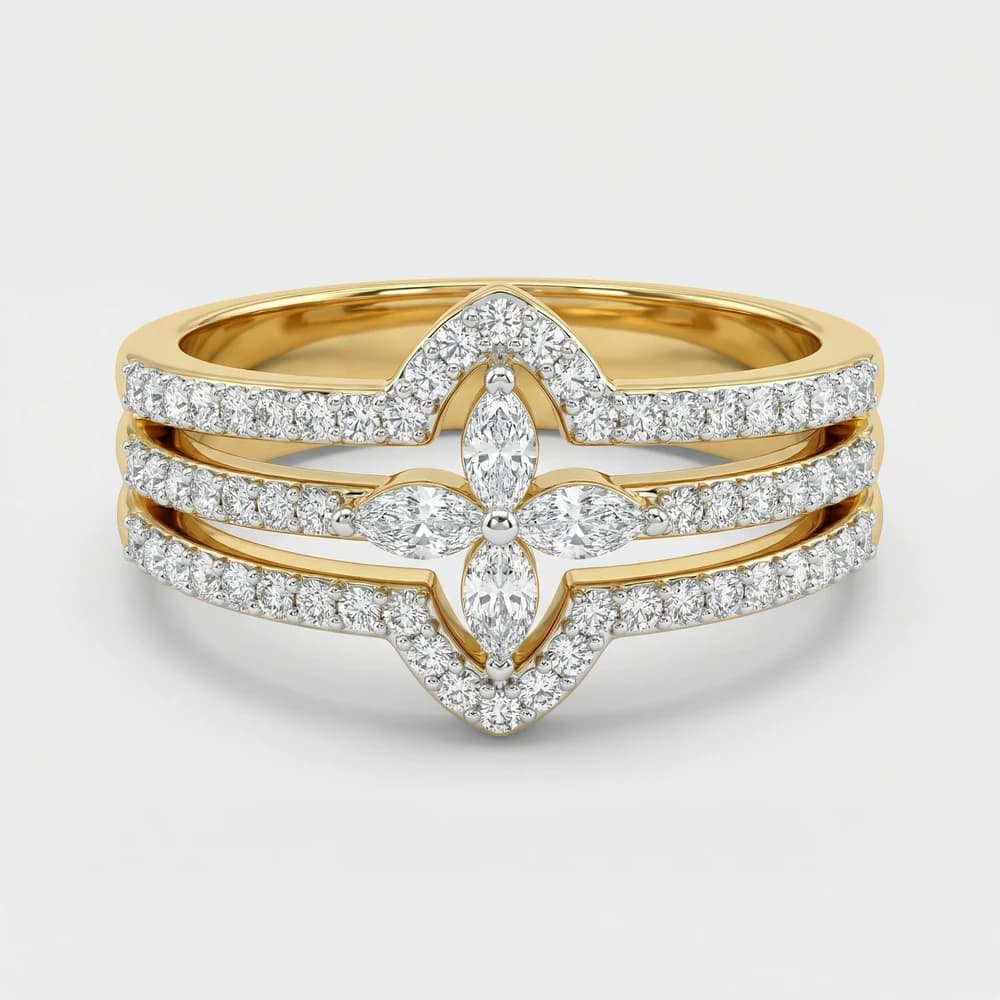 Multi-Band Floral Cluster Lab Grown Diamond Ring - Image 1 Multi-Band Floral Cluster Lab Grown Diamond Ring, view 1 of 2