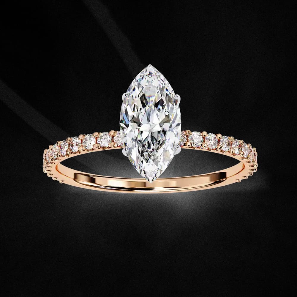 Elegant Marquise Lab Grown Diamond Ring with Pave Band - Image 10 Elegant Marquise Lab Grown Diamond Ring with Pave Band, view 10 of 14