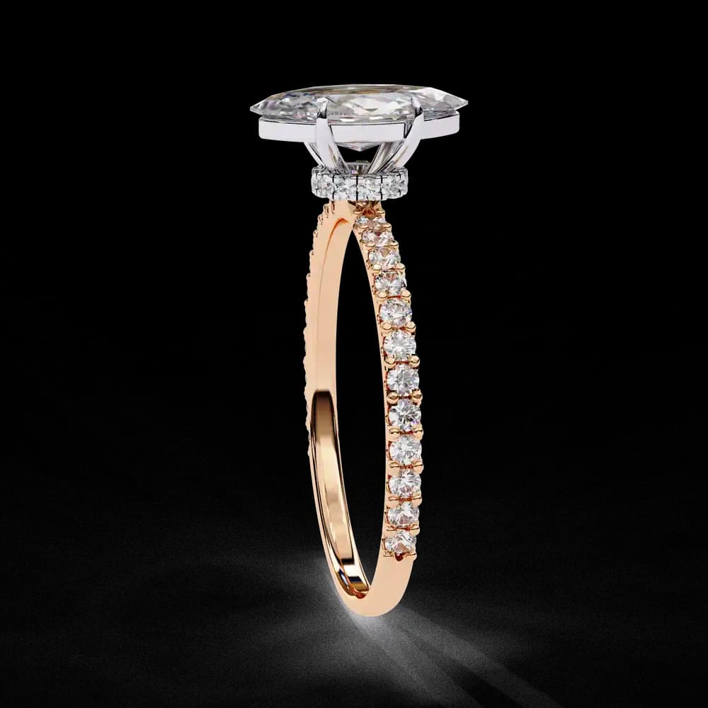 Elegant Marquise Lab Grown Diamond Ring with Pave Band - Image 11 Elegant Marquise Lab Grown Diamond Ring with Pave Band, view 11 of 14