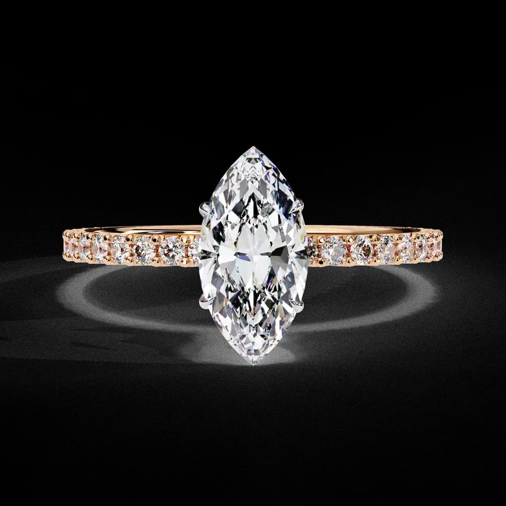 Elegant Marquise Lab Grown Diamond Ring with Pave Band - Image 12 Elegant Marquise Lab Grown Diamond Ring with Pave Band, view 12 of 14