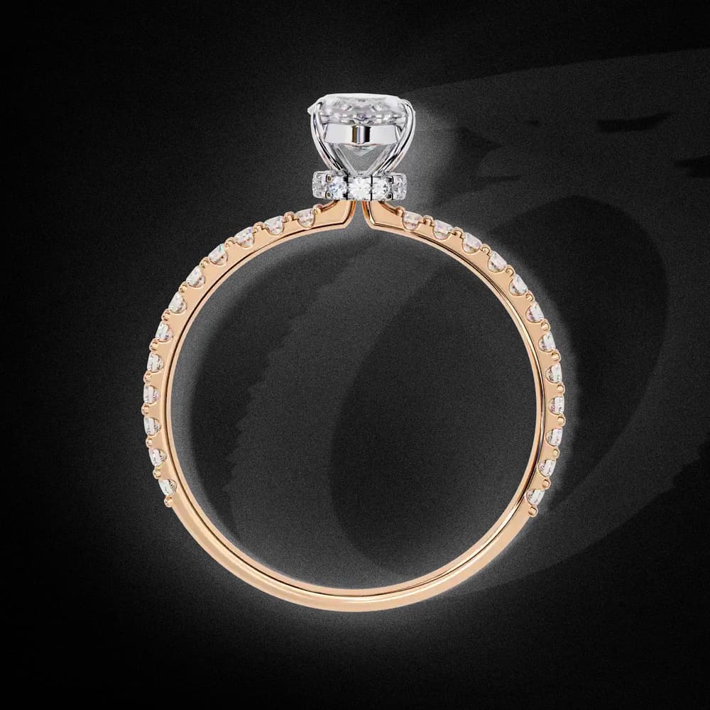 Elegant Marquise Lab Grown Diamond Ring with Pave Band - Image 13 Elegant Marquise Lab Grown Diamond Ring with Pave Band, view 13 of 14