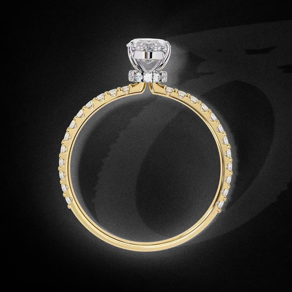 Elegant Marquise Lab Grown Diamond Ring with Pave Band - Image 5 Elegant Marquise Lab Grown Diamond Ring with Pave Band, view 5 of 14
