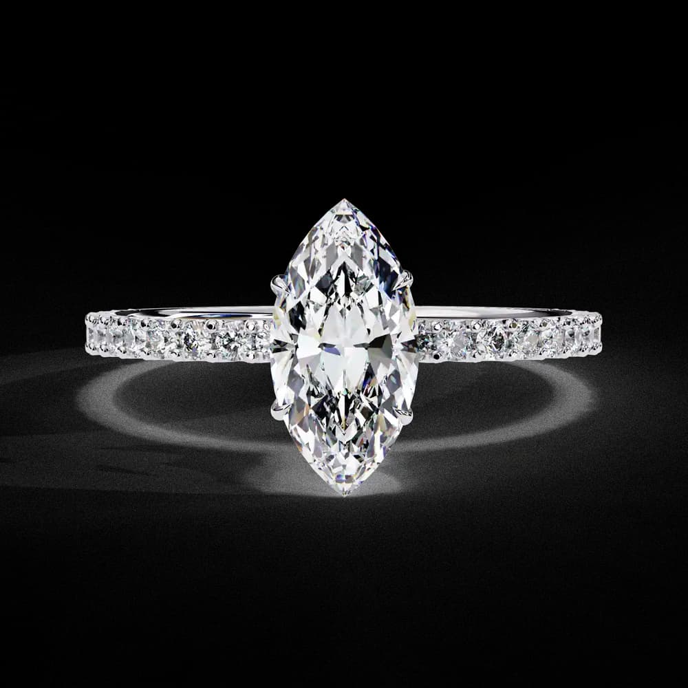 Elegant Marquise Lab Grown Diamond Ring with Pave Band - Image 6 Elegant Marquise Lab Grown Diamond Ring with Pave Band, view 6 of 14