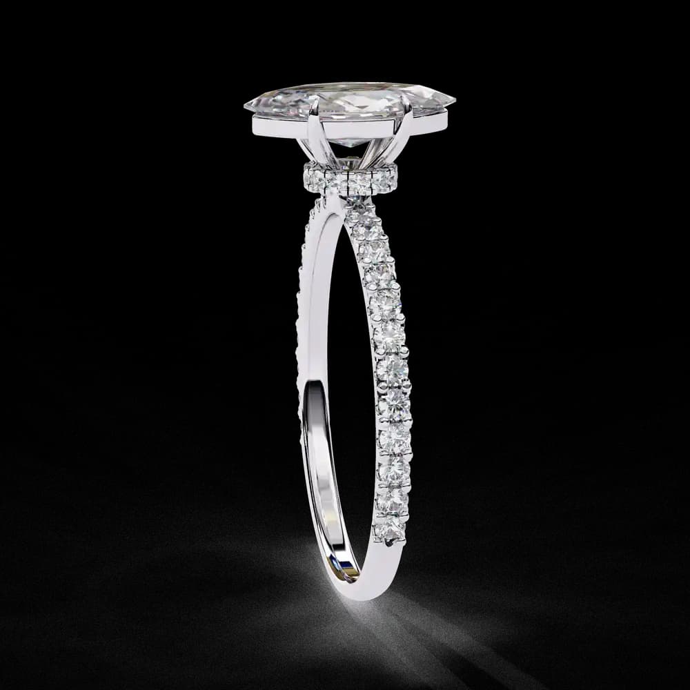 Elegant Marquise Lab Grown Diamond Ring with Pave Band - Image 7 Elegant Marquise Lab Grown Diamond Ring with Pave Band, view 7 of 14