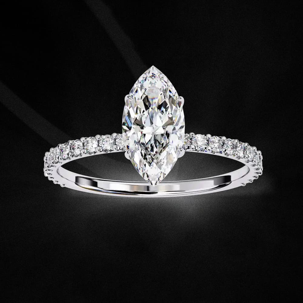 Elegant Marquise Lab Grown Diamond Ring with Pave Band - Image 9 Elegant Marquise Lab Grown Diamond Ring with Pave Band, view 9 of 14
