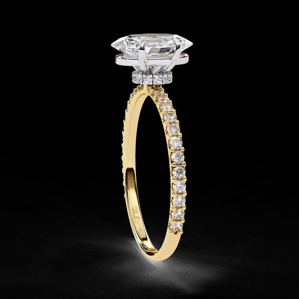 Elegant Oval Solitaire Lab Grown Diamond Ring with Pave Band - Image 4 Elegant Oval Solitaire Lab Grown Diamond Ring with Pave Band, view 4 of 8