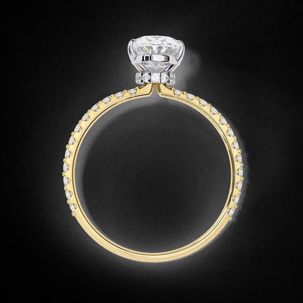 Elegant Oval Solitaire Lab Grown Diamond Ring with Pave Band - Image 8 Elegant Oval Solitaire Lab Grown Diamond Ring with Pave Band, view 8 of 8