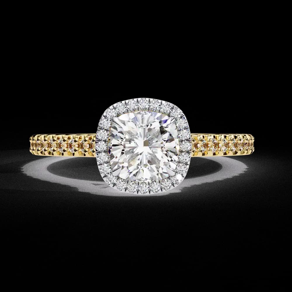 Elegant Pave Set Cushion Cut Lab Grown Diamond Ring - Image 1 Elegant Pave Set Cushion Cut Lab Grown Diamond Ring, view 1 of 12