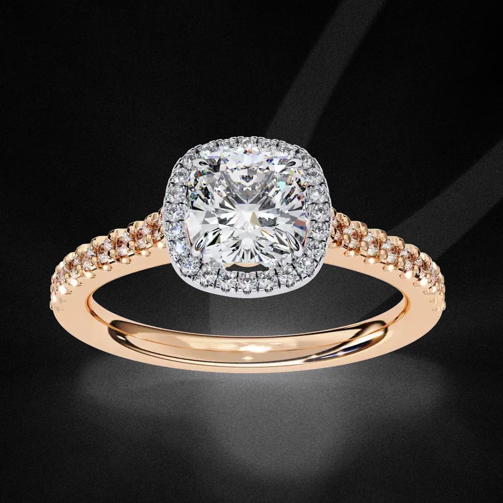 Elegant Pave Set Cushion Cut Lab Grown Diamond Ring - Image 12 Elegant Pave Set Cushion Cut Lab Grown Diamond Ring, view 12 of 12