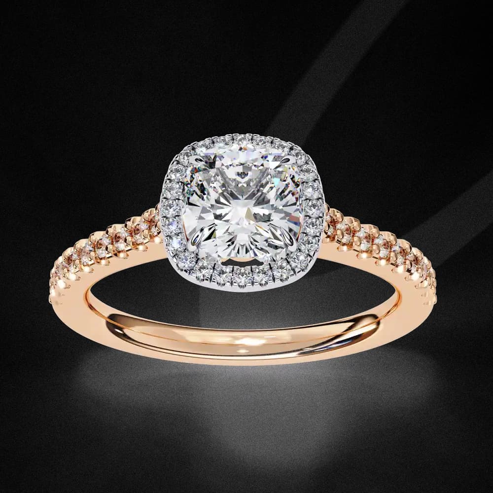 Elegant Pave Set Cushion Cut Lab Grown Diamond Ring - Image 6 Elegant Pave Set Cushion Cut Lab Grown Diamond Ring, view 6 of 12