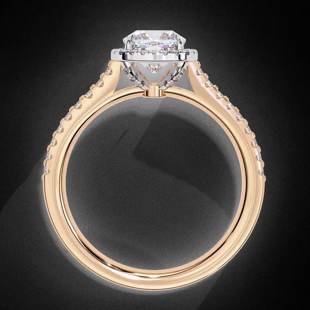 Elegant Pave Set Cushion Cut Lab Grown Diamond Ring - Image 7 Elegant Pave Set Cushion Cut Lab Grown Diamond Ring, view 7 of 12