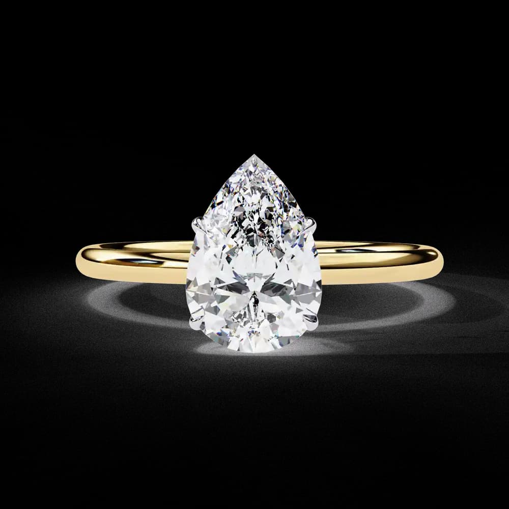 Elegant Pear Cut Solitaire Lab Grown Diamond Ring - Image 1 Elegant Pear Cut Solitaire Lab Grown Diamond Ring, view 1 of 14