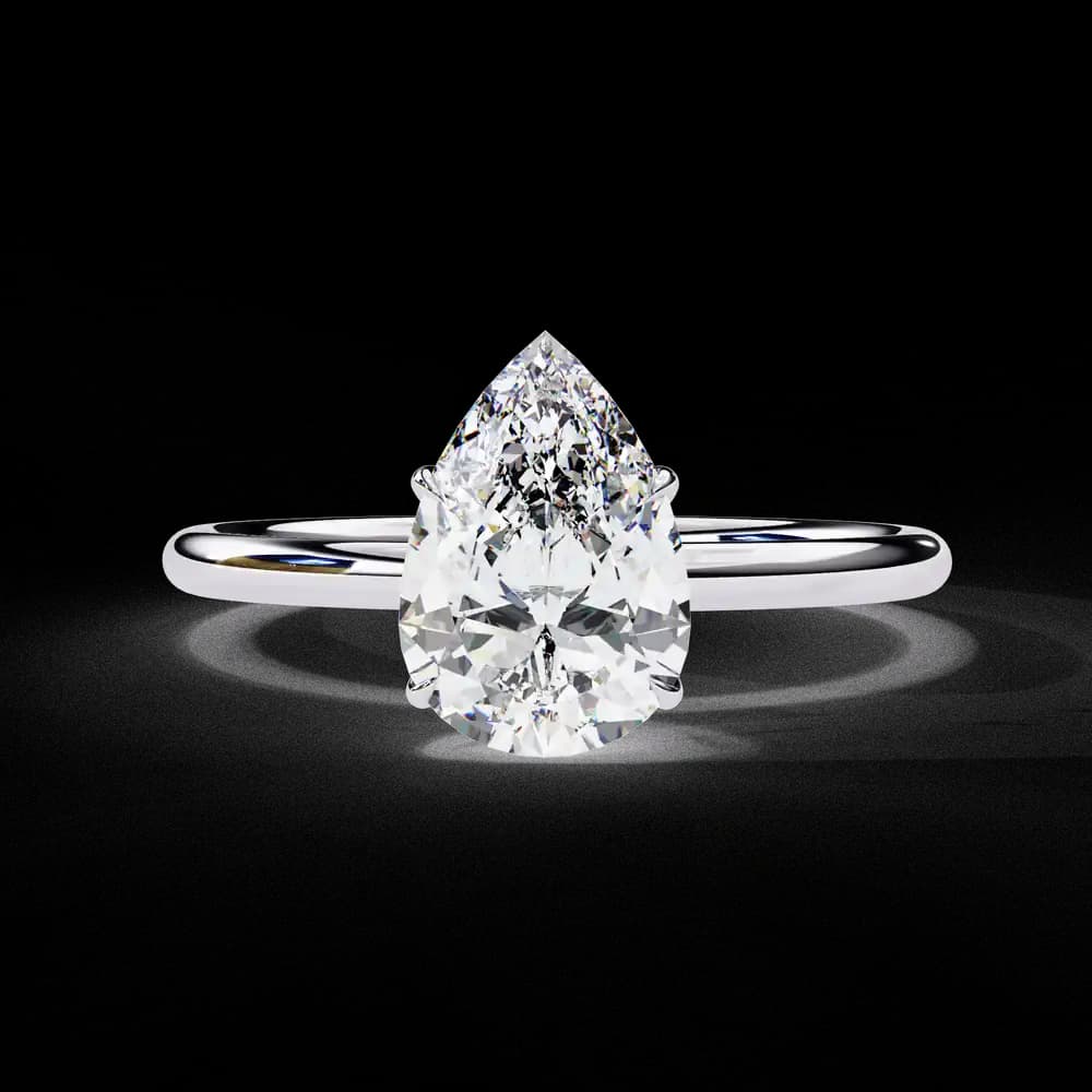 Elegant Pear Cut Solitaire Lab Grown Diamond Ring - Image 12 Elegant Pear Cut Solitaire Lab Grown Diamond Ring, view 12 of 14