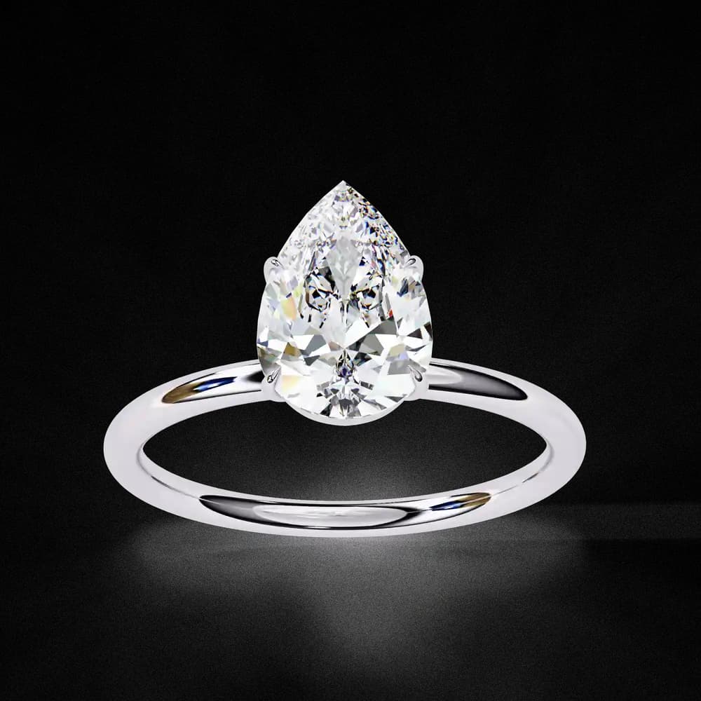 Elegant Pear Cut Solitaire Lab Grown Diamond Ring - Image 4 Elegant Pear Cut Solitaire Lab Grown Diamond Ring, view 4 of 14
