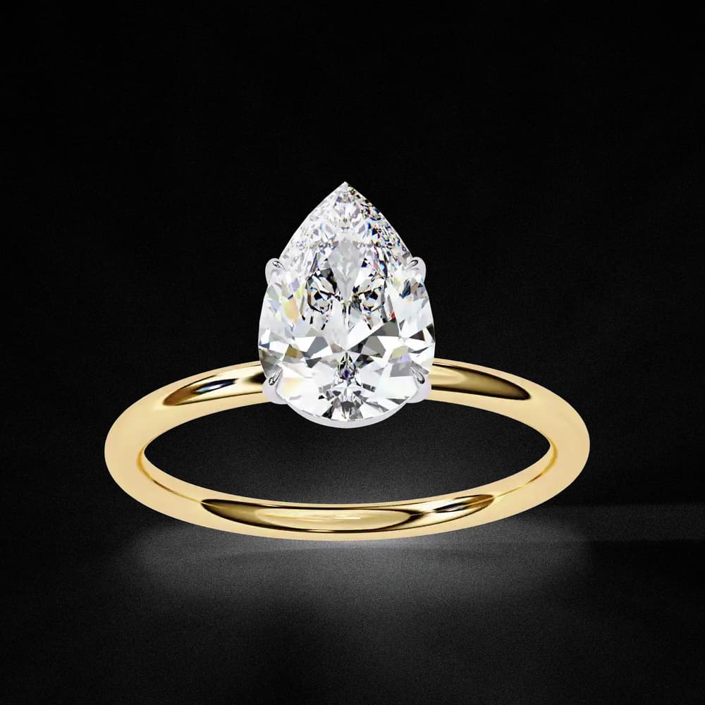 Elegant Pear Cut Solitaire Lab Grown Diamond Ring - Image 5 Elegant Pear Cut Solitaire Lab Grown Diamond Ring, view 5 of 14
