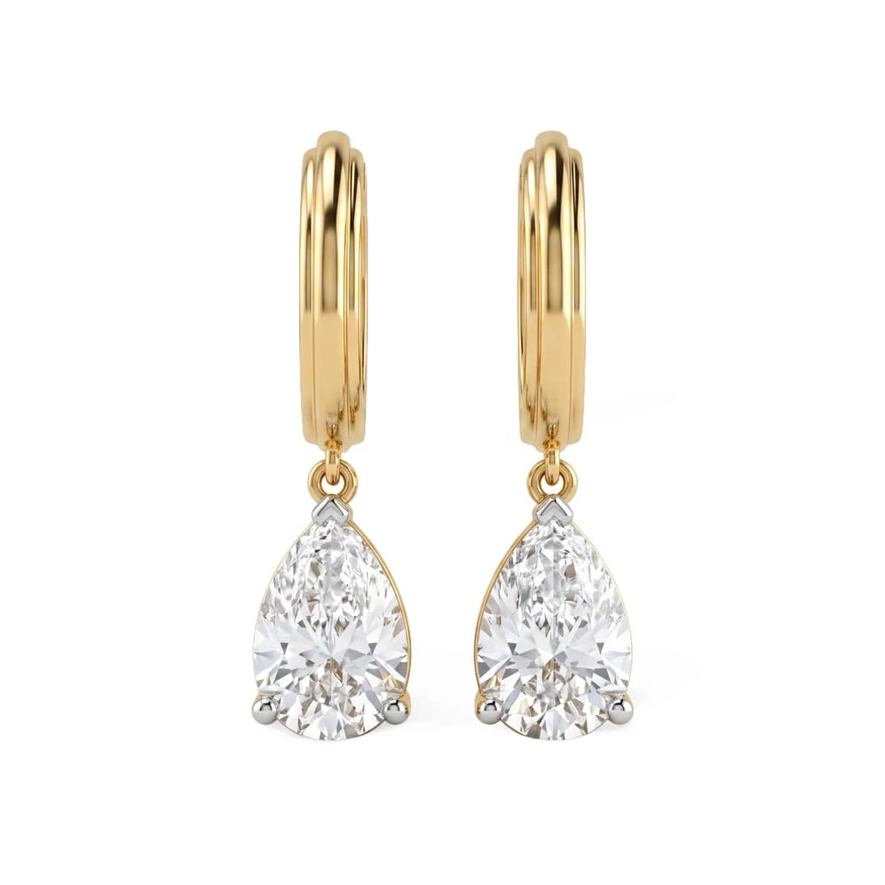 Elegant Pear Dangle Hoop Lab Grown Earring - Image 1 Elegant Pear Dangle Hoop Lab Grown Earring, view 1 of 5