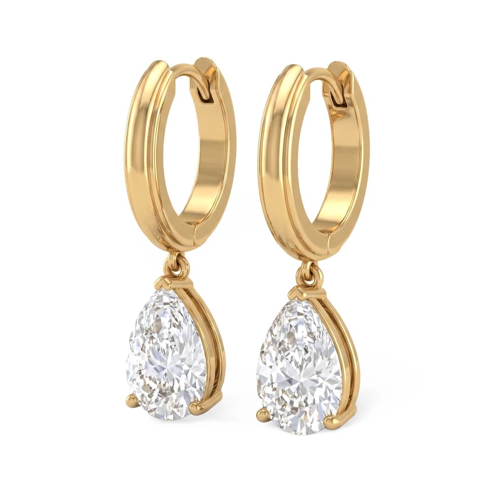Elegant Pear Dangle Hoop Lab Grown Earring - Image 5 Elegant Pear Dangle Hoop Lab Grown Earring, view 5 of 5