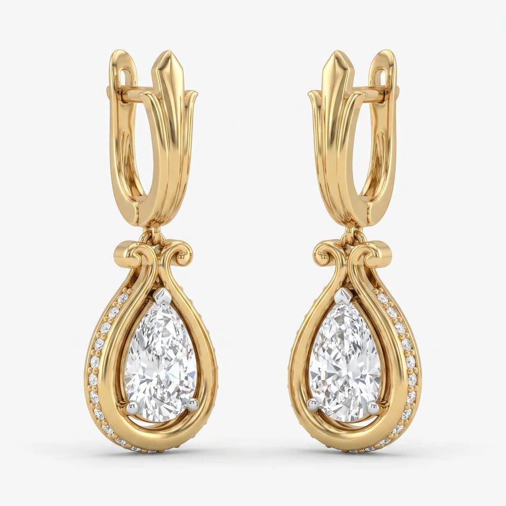 The Versailles Pavé Pear Hoops Earring - Image 3 The Versailles Pavé Pear Hoops Earring, view 3 of 4