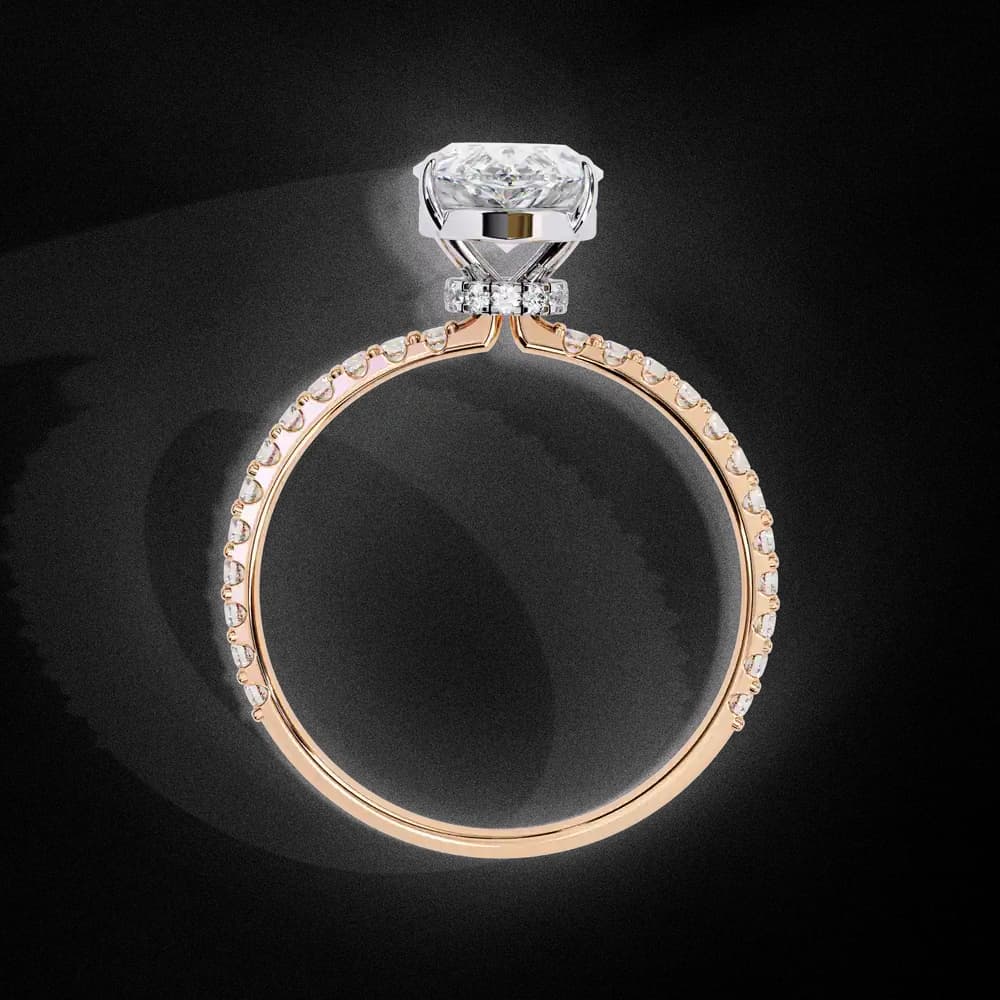 Elegant Pear Solitaire Lab Grown Diamond Ring with Pave Band - Image 13 Elegant Pear Solitaire Lab Grown Diamond Ring with Pave Band, view 13 of 14