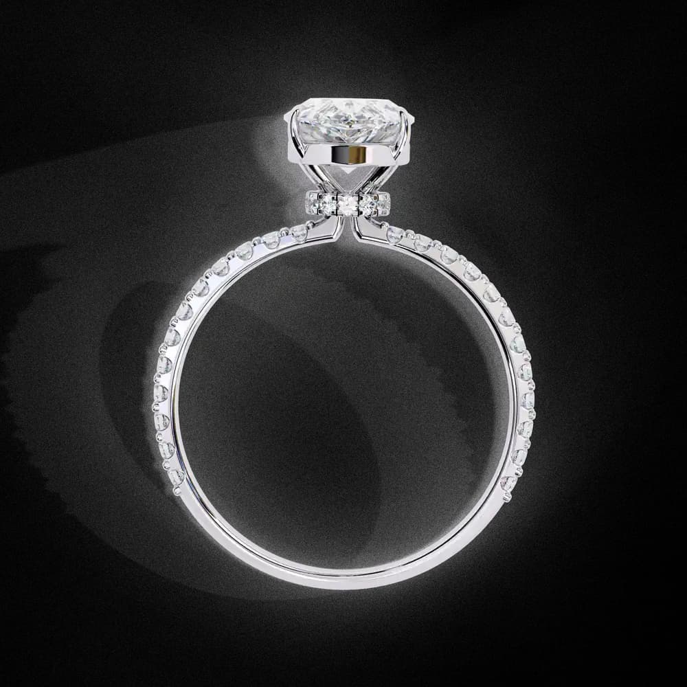Elegant Pear Solitaire Lab Grown Diamond Ring with Pave Band - Image 14 Elegant Pear Solitaire Lab Grown Diamond Ring with Pave Band, view 14 of 14