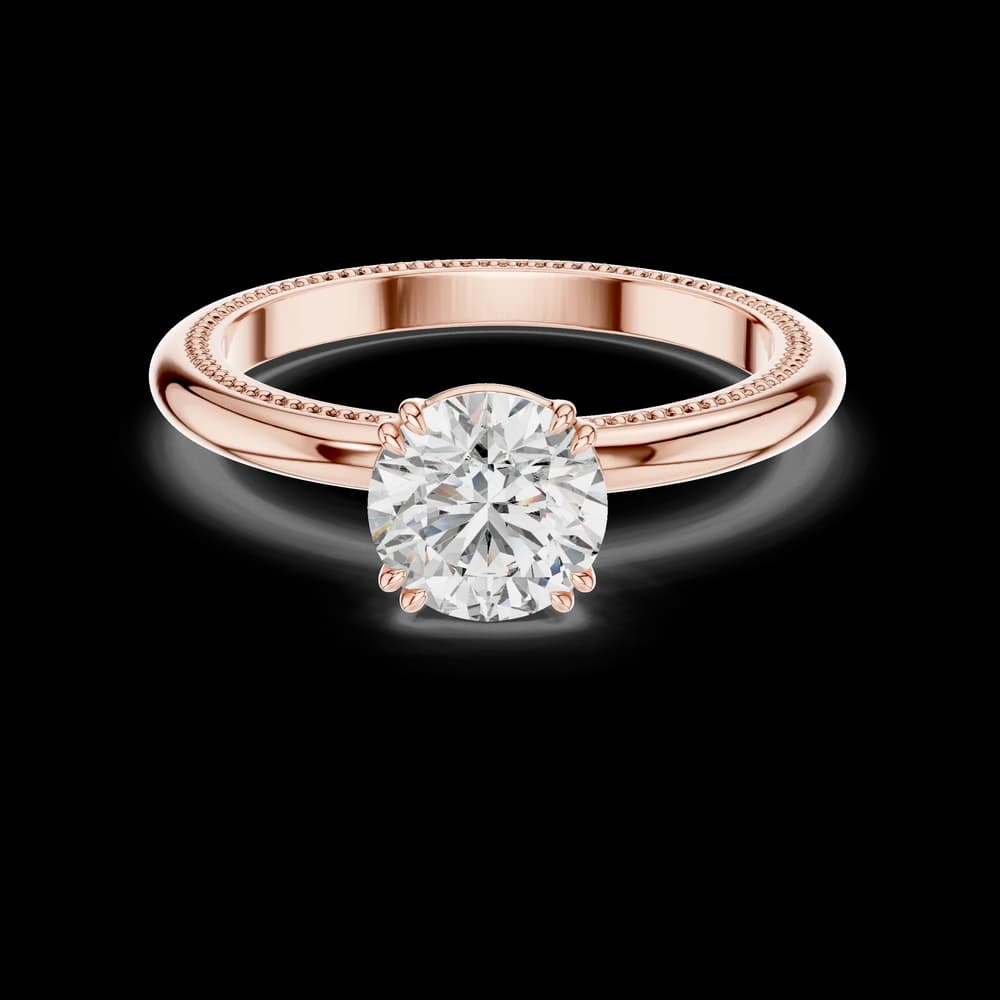 Round Six Prong Milgrain Lab Grown Ring - Image 1 Round Six Prong Milgrain Lab Grown Ring, view 1 of 3