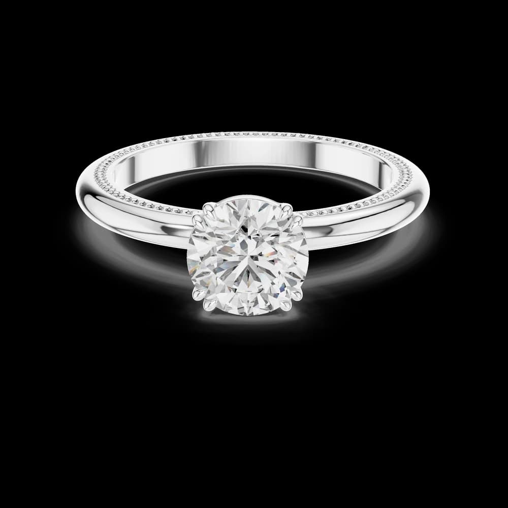 Round Six Prong Milgrain Lab Grown Ring - Image 2 Round Six Prong Milgrain Lab Grown Ring, view 2 of 3