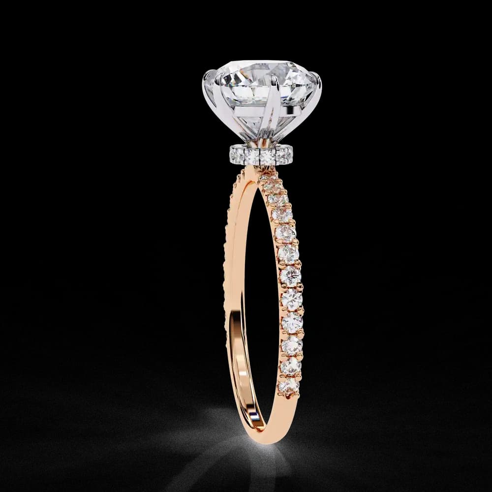 Elegant Round Solitaire Lab Grown Diamond Ring with Pave Band - Image 11 Elegant Round Solitaire Lab Grown Diamond Ring with Pave Band, view 11 of 14
