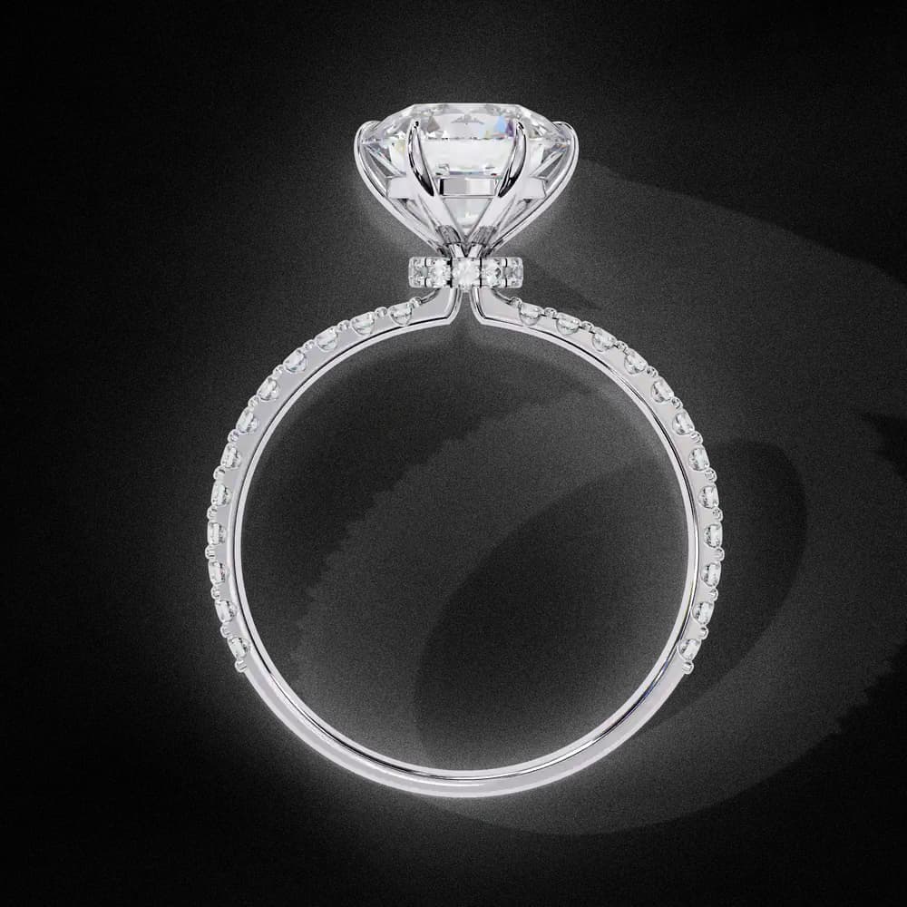 Elegant Round Solitaire Lab Grown Diamond Ring with Pave Band - Image 13 Elegant Round Solitaire Lab Grown Diamond Ring with Pave Band, view 13 of 14