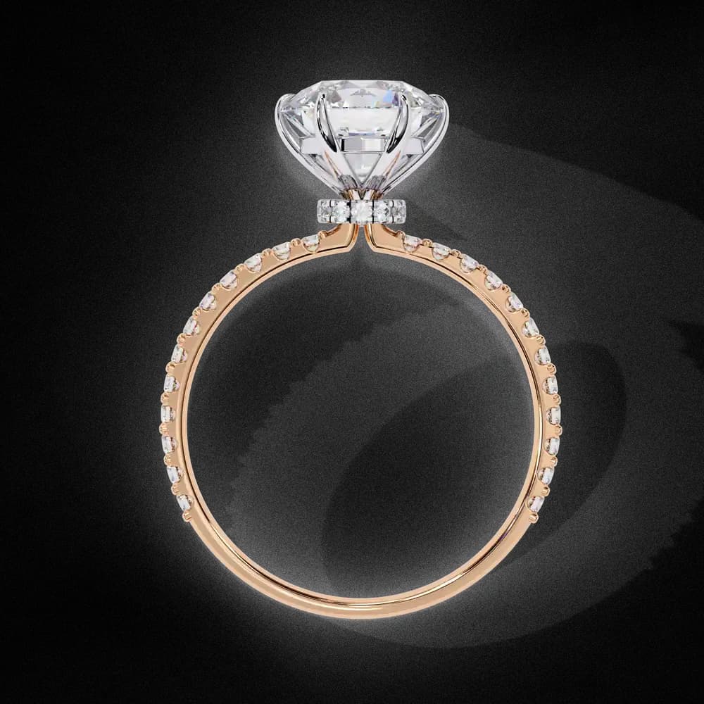 Elegant Round Solitaire Lab Grown Diamond Ring with Pave Band - Image 14 Elegant Round Solitaire Lab Grown Diamond Ring with Pave Band, view 14 of 14