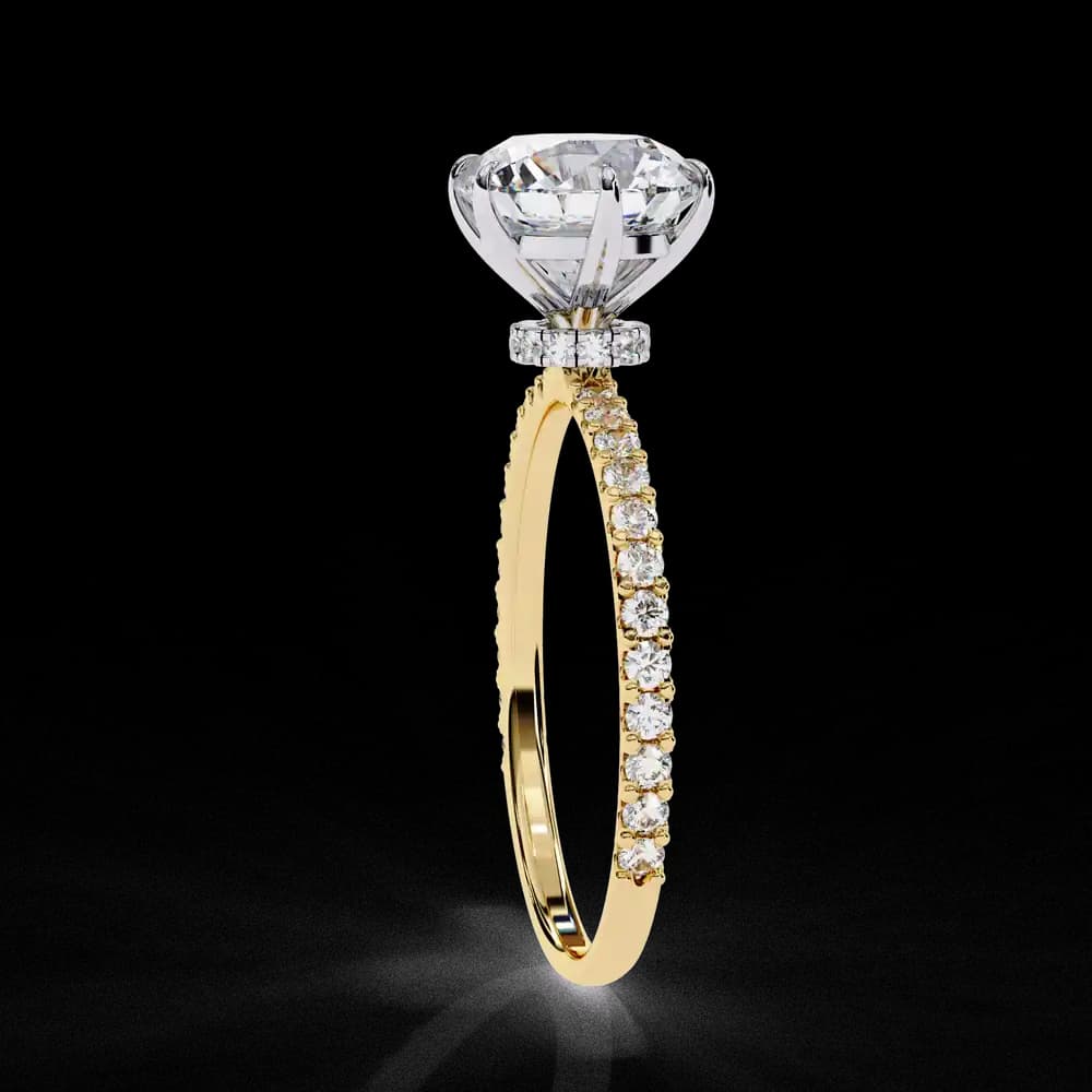 Elegant Round Solitaire Lab Grown Diamond Ring with Pave Band - Image 2 Elegant Round Solitaire Lab Grown Diamond Ring with Pave Band, view 2 of 14