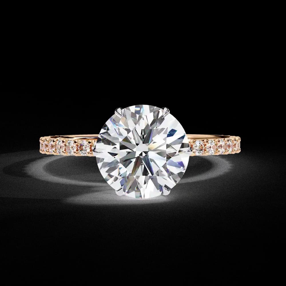 Elegant Round Solitaire Lab Grown Diamond Ring with Pave Band - Image 4 Elegant Round Solitaire Lab Grown Diamond Ring with Pave Band, view 4 of 14