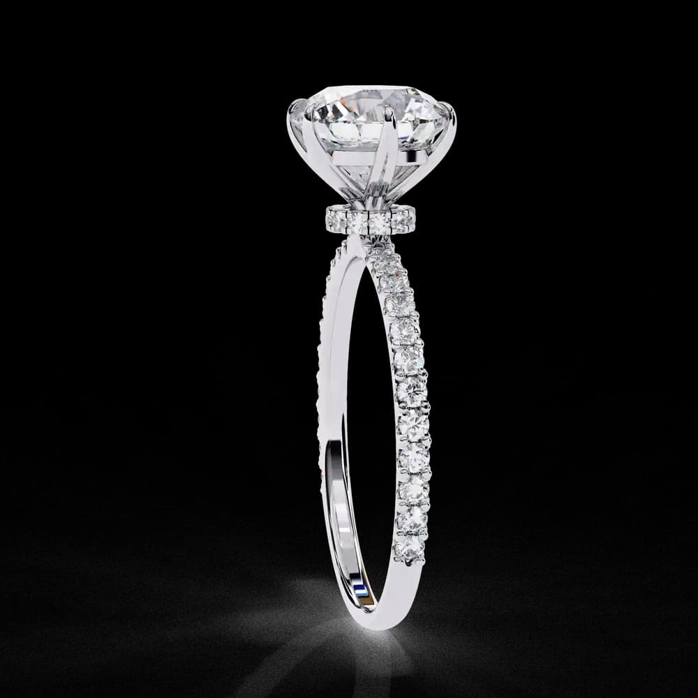 Elegant Round Solitaire Lab Grown Diamond Ring with Pave Band - Image 6 Elegant Round Solitaire Lab Grown Diamond Ring with Pave Band, view 6 of 14
