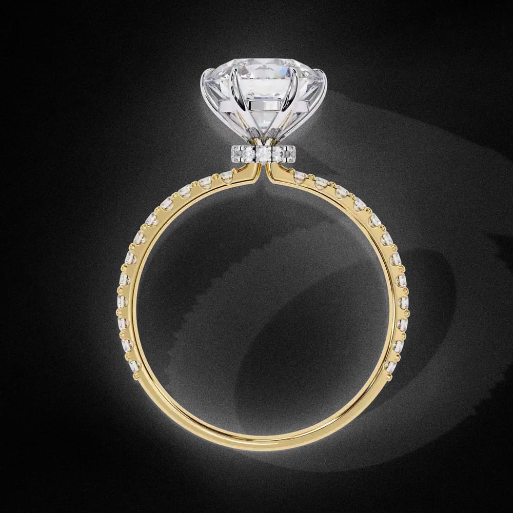 Elegant Round Solitaire Lab Grown Diamond Ring with Pave Band - Image 9 Elegant Round Solitaire Lab Grown Diamond Ring with Pave Band, view 9 of 14