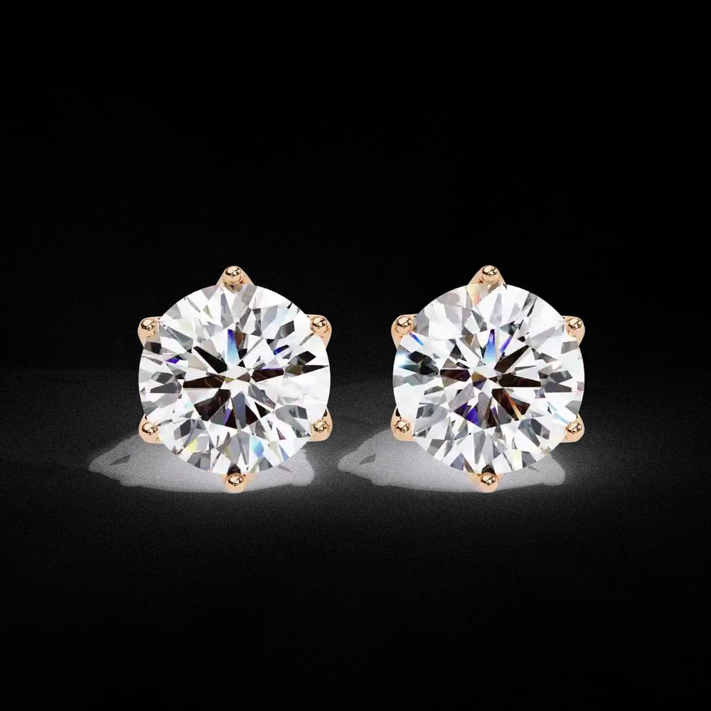 Elegant Six-Prong Lab Grown Diamond Stud Earrings - Image 1 Elegant Six-Prong Lab Grown Diamond Stud Earrings, view 1 of 16