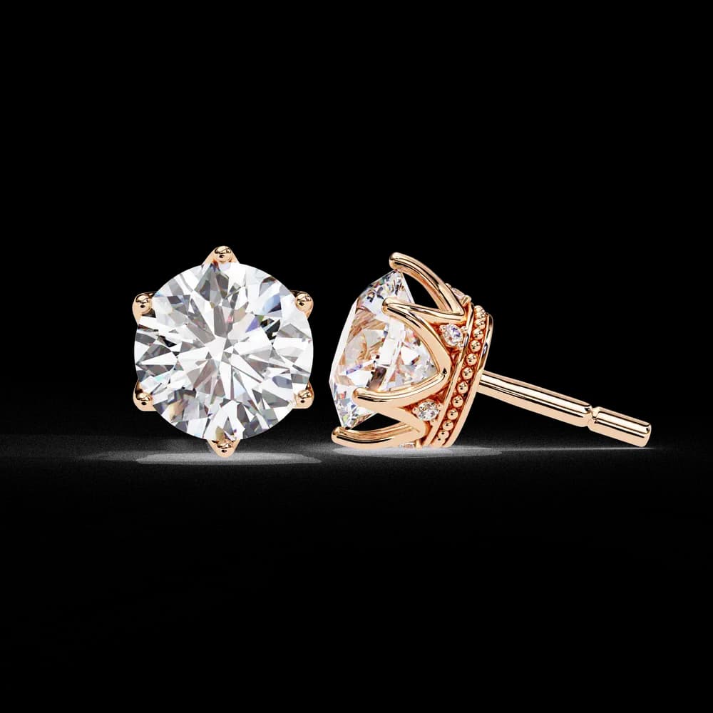 Elegant Six-Prong Lab Grown Diamond Stud Earrings - Image 3 Elegant Six-Prong Lab Grown Diamond Stud Earrings, view 3 of 16