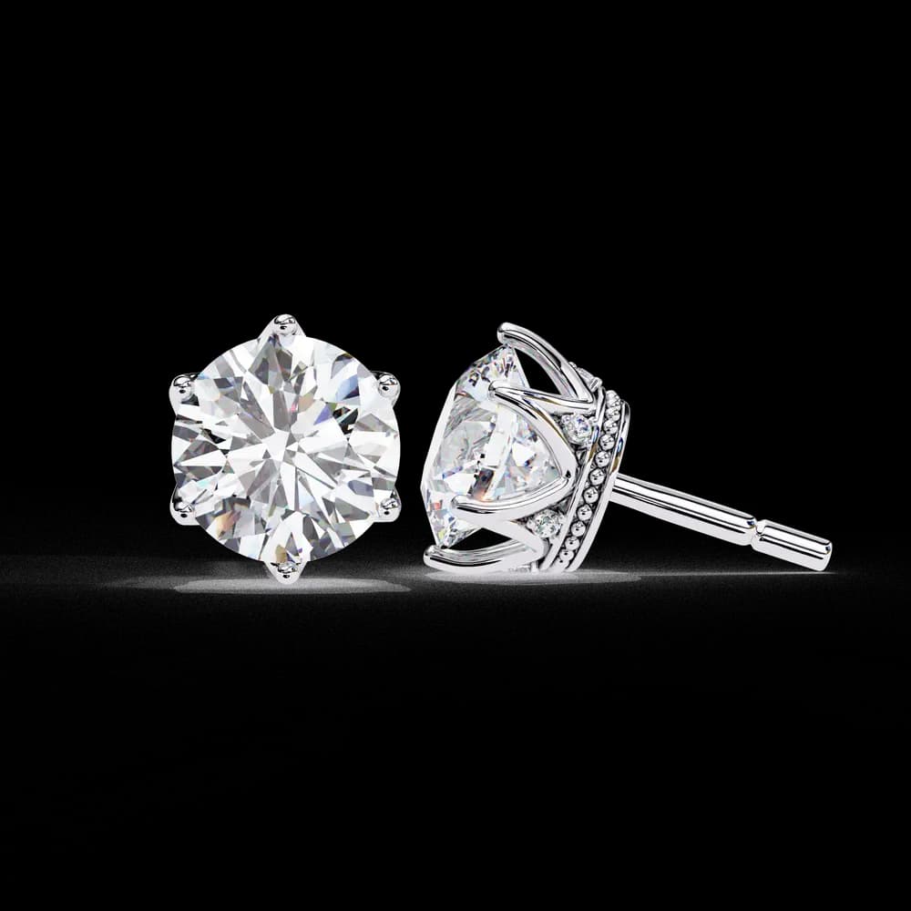 Elegant Six-Prong Lab Grown Diamond Stud Earrings - Image 4 Elegant Six-Prong Lab Grown Diamond Stud Earrings, view 4 of 16