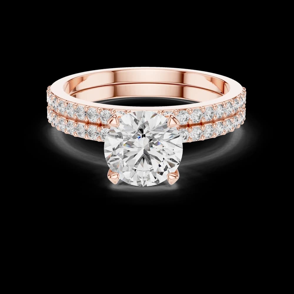 Round Cut Double Pavé Lab Grown Diamond Ring - Image 1 Round Cut Double Pavé Lab Grown Diamond Ring, view 1 of 5