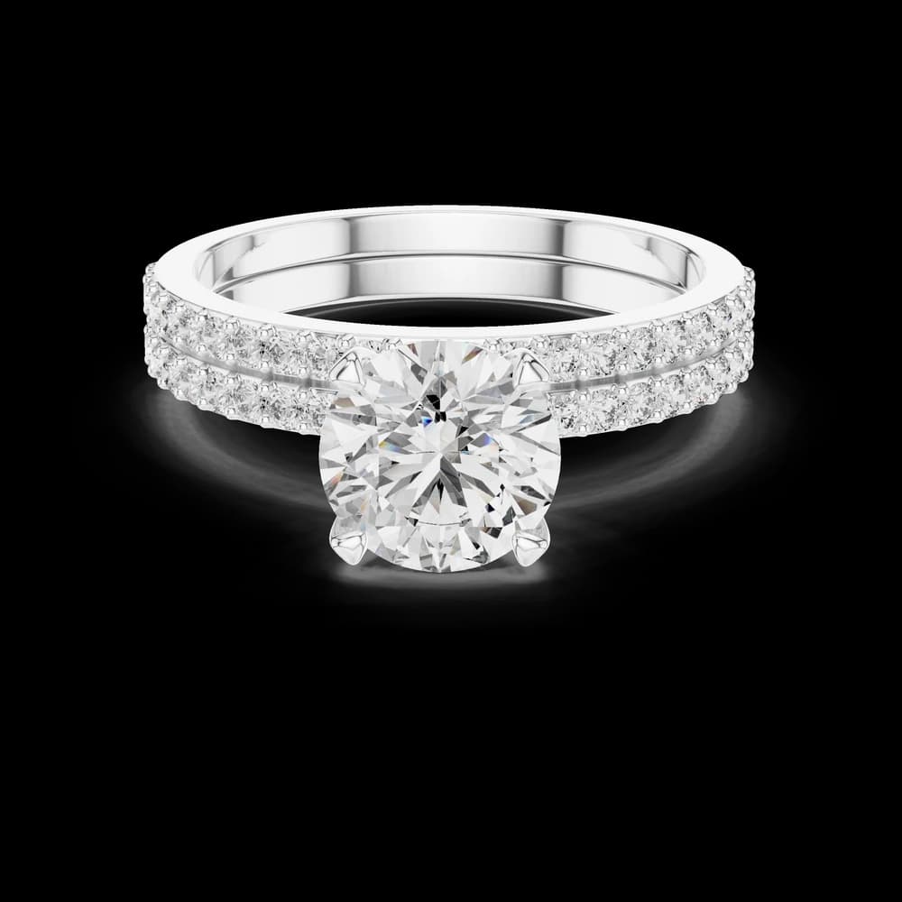 Round Cut Double Pavé Lab Grown Diamond Ring - Image 2 Round Cut Double Pavé Lab Grown Diamond Ring, view 2 of 5