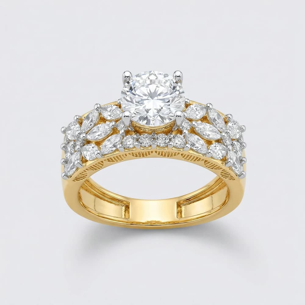Marquise Accented Round Lab Grown Diamond Ring - Image 1 Marquise Accented Round Lab Grown Diamond Ring, view 1 of 2