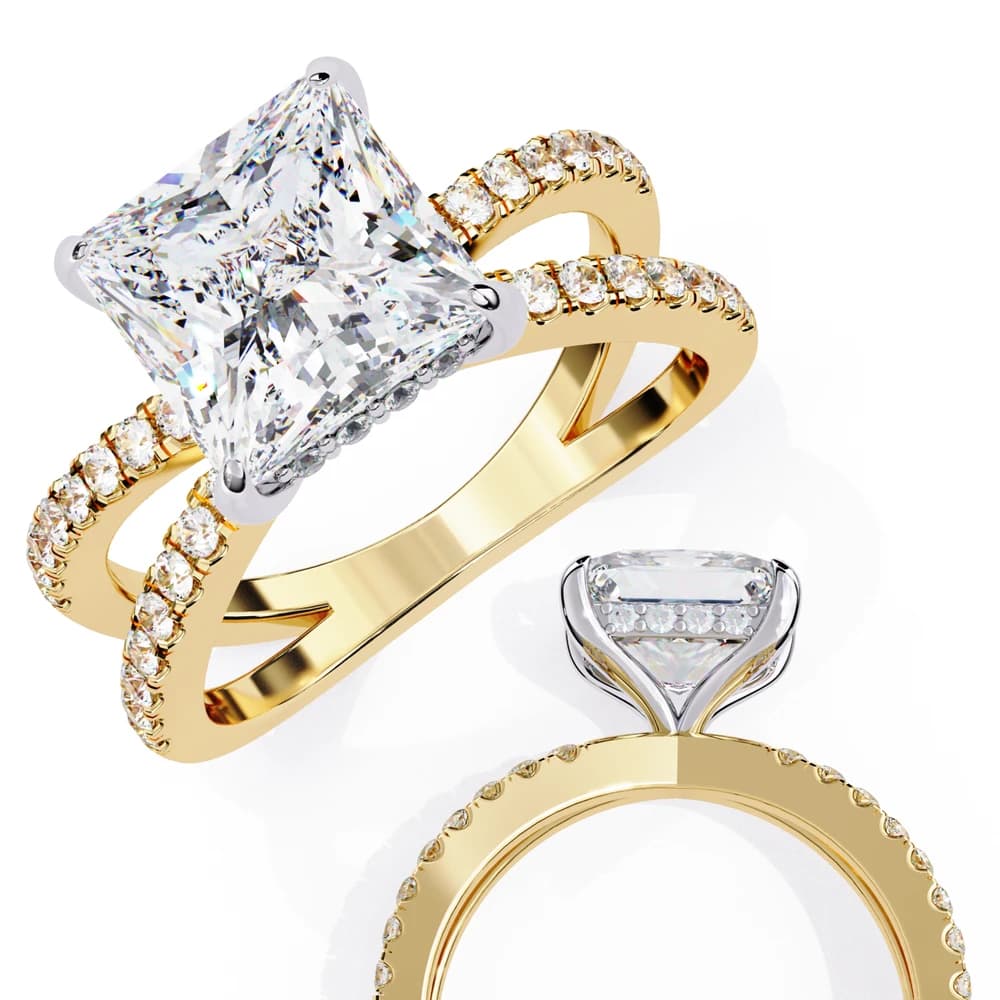 Elegant Split Shank Princess Lab Grown Diamond Ring - Image 1 Elegant Split Shank Princess Lab Grown Diamond Ring, view 1 of 14