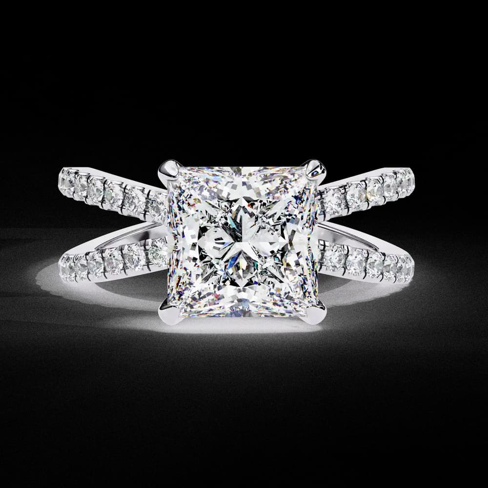 Elegant Split Shank Princess Lab Grown Diamond Ring - Image 5 Elegant Split Shank Princess Lab Grown Diamond Ring, view 5 of 14