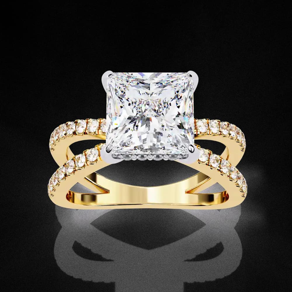 Elegant Split Shank Princess Lab Grown Diamond Ring - Image 7 Elegant Split Shank Princess Lab Grown Diamond Ring, view 7 of 14