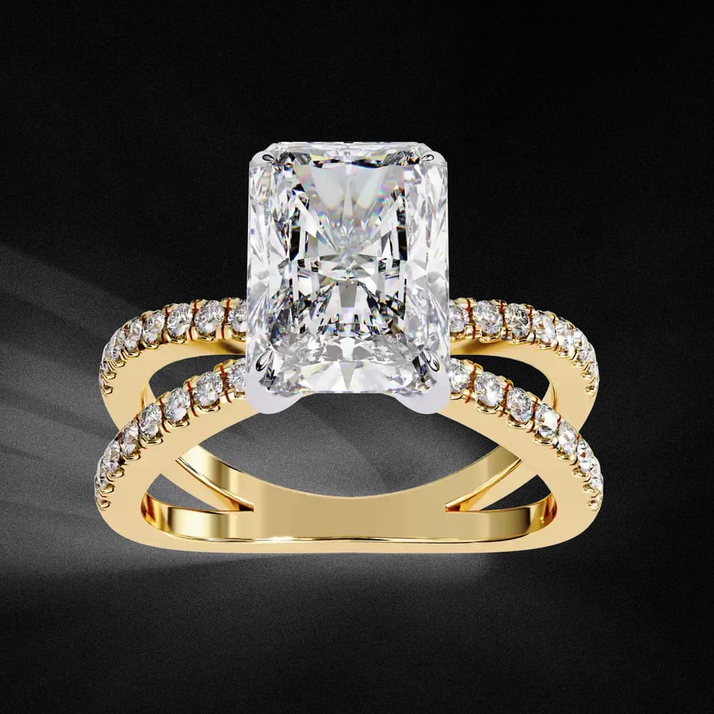 Elegant Split Shank Radiant Cut Lab Grown Diamond Engagement Ring - Image 1 Elegant Split Shank Radiant Cut Lab Grown Diamond Engagement Ring, view 1 of 7