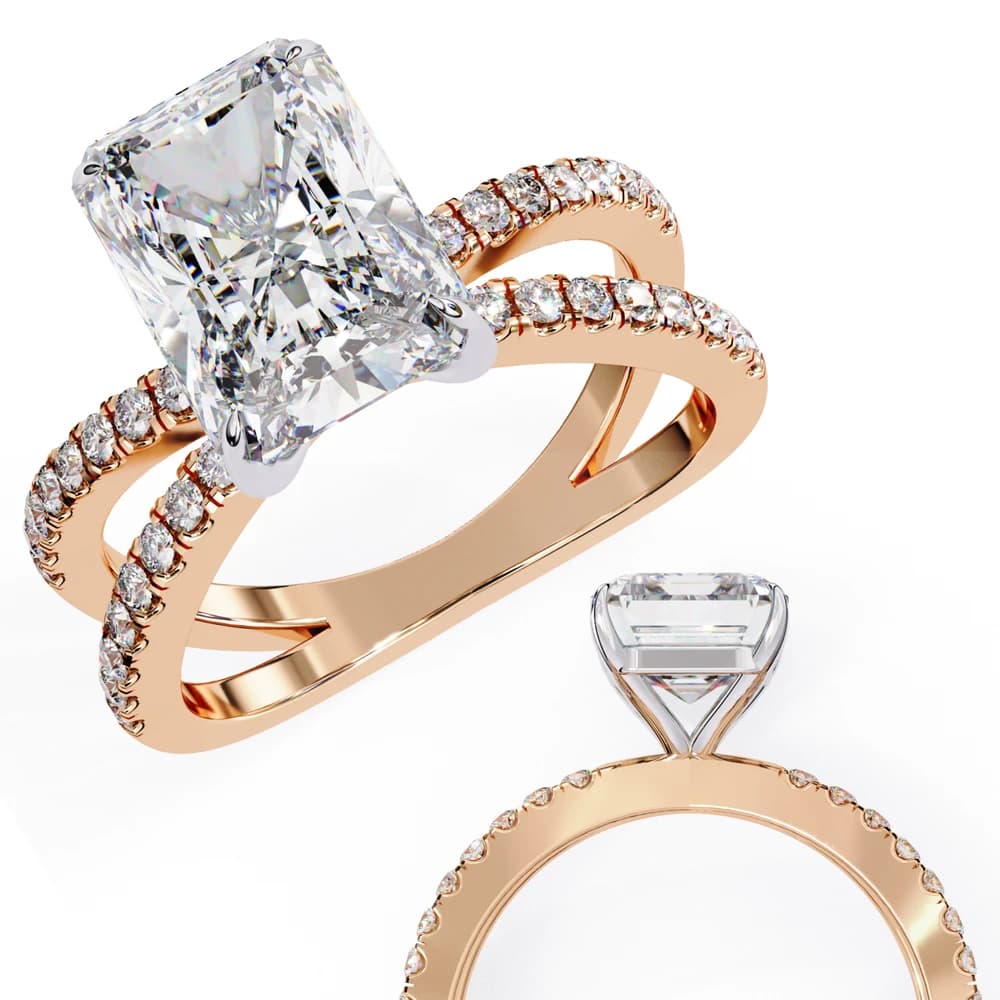 Elegant Split Shank Radiant Cut Lab Grown Diamond Engagement Ring - Image 4 Elegant Split Shank Radiant Cut Lab Grown Diamond Engagement Ring, view 4 of 7