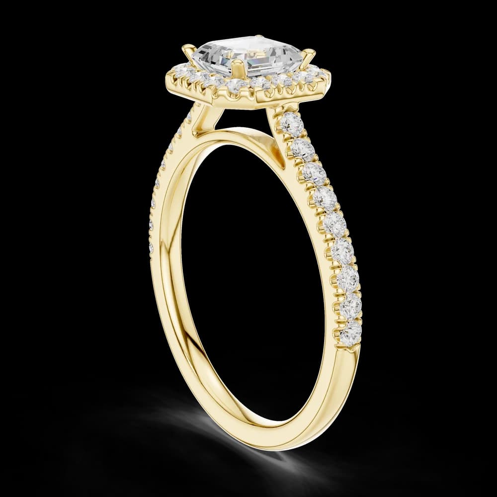 Asscher Cut Halo Pavé Band Lab Grown Diamond Ring - Image 4 Asscher Cut Halo Pavé Band Lab Grown Diamond Ring, view 4 of 6